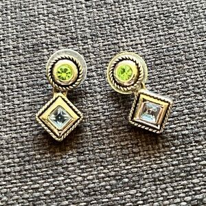 Premier Designs Argyle Silver, Peridot & Blue Topaz Earrings